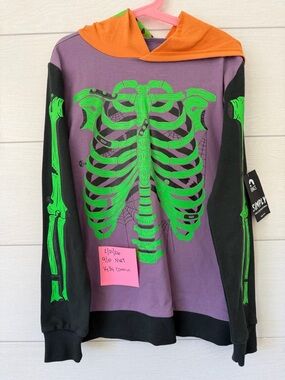 Rags Kids Purple & Orange Glow in the dark Skeleton Hoodie
